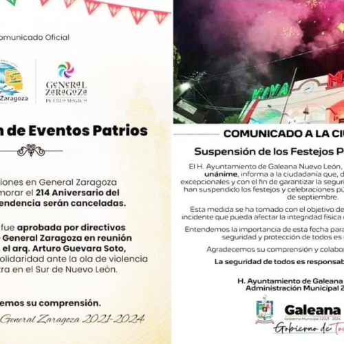 Suspenden festejos patrios en 7 municipios de Nuevo León