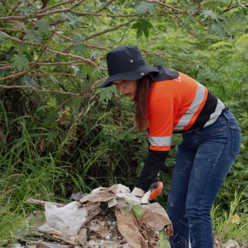 Limpian el río Santa Catarina